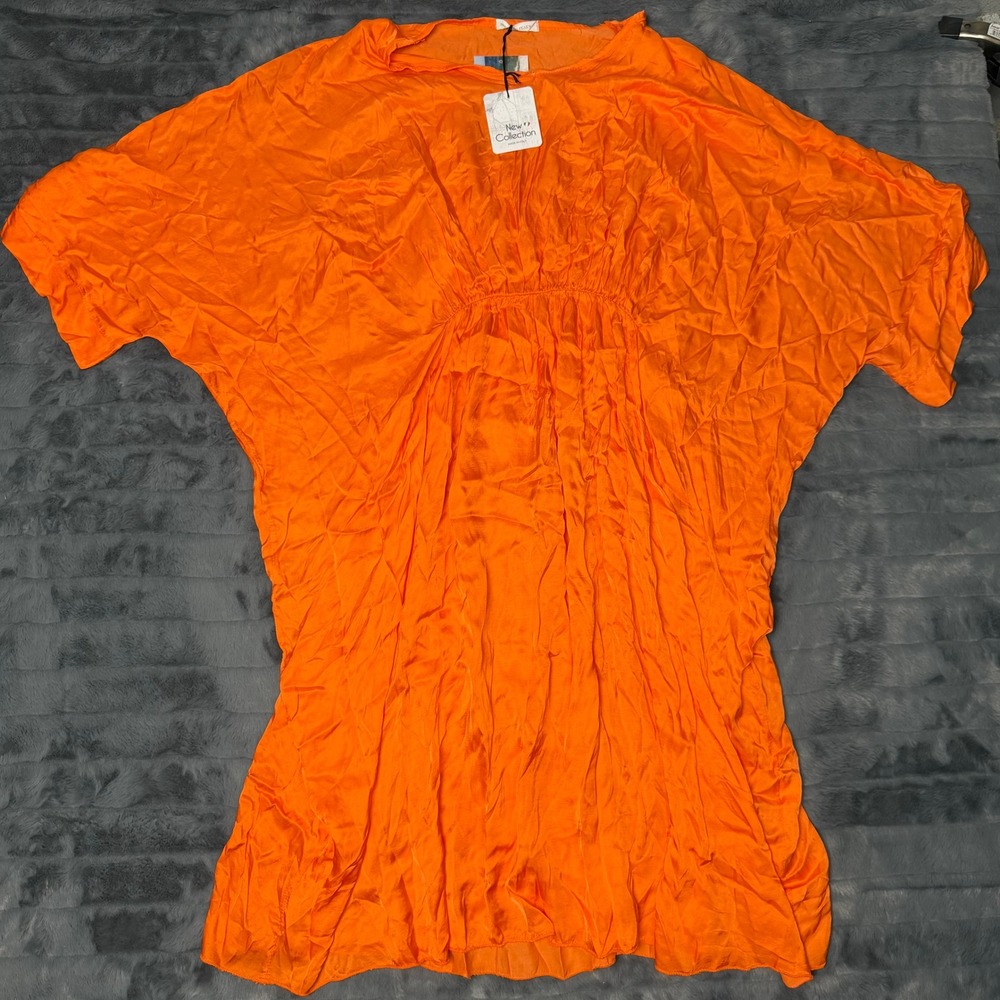 Liabella Silk Dolman Dress Womens OS Orange Made in Italy Empire Waist New